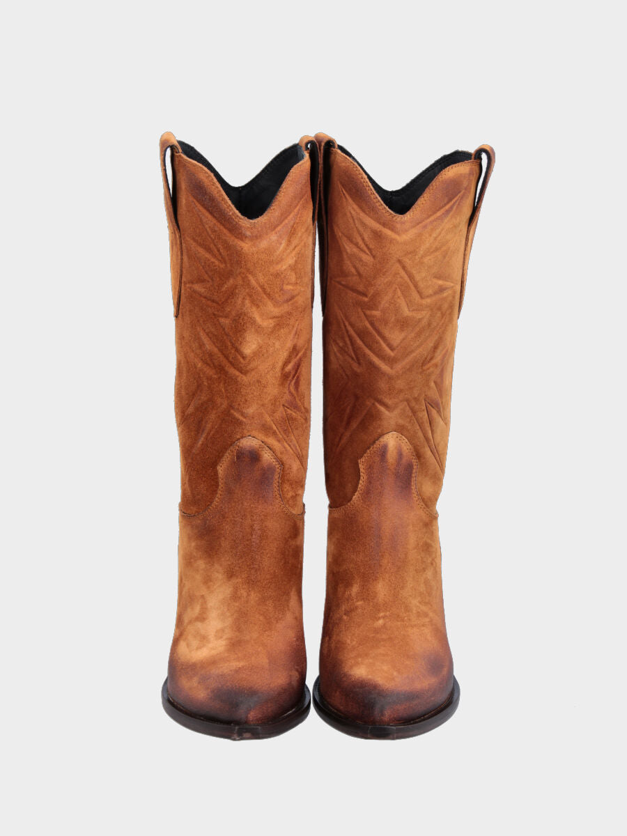 Campero marrone in pelle con imbottiture a stella