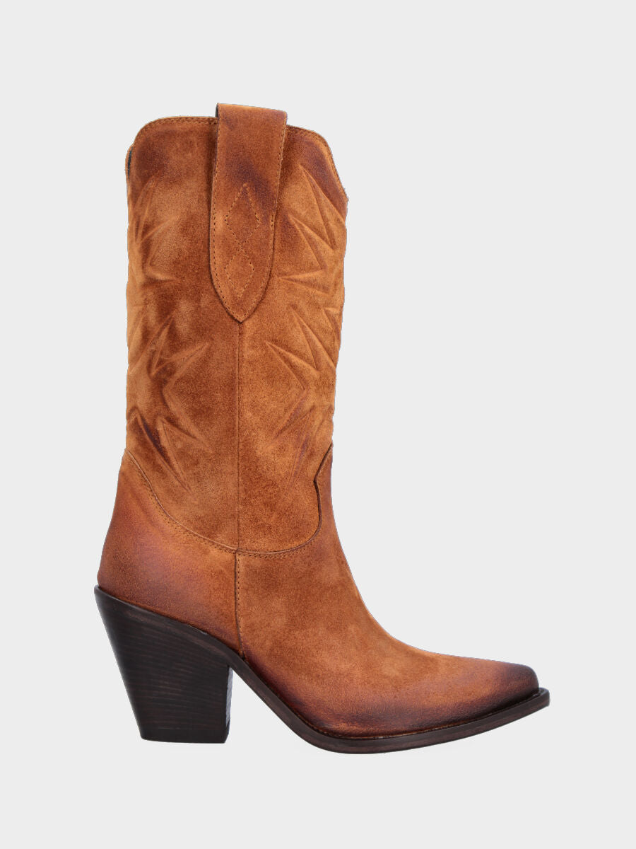 Campero marrone in pelle con imbottiture a stella