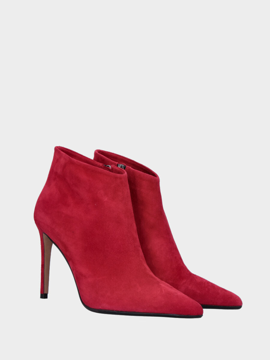 Roter Stiefelette aus Wildleder mit schrägem Schnitt