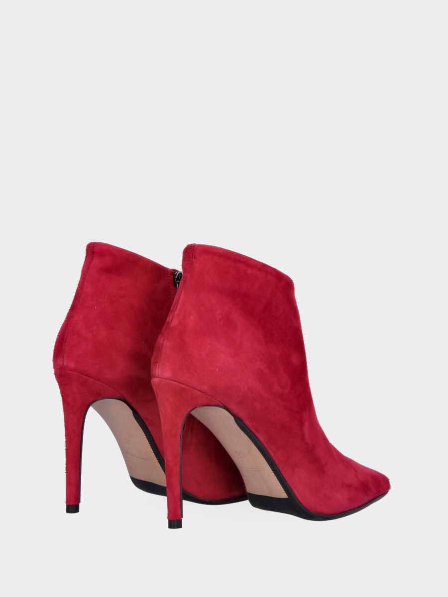 Roter Stiefelette aus Wildleder mit schrägem Schnitt