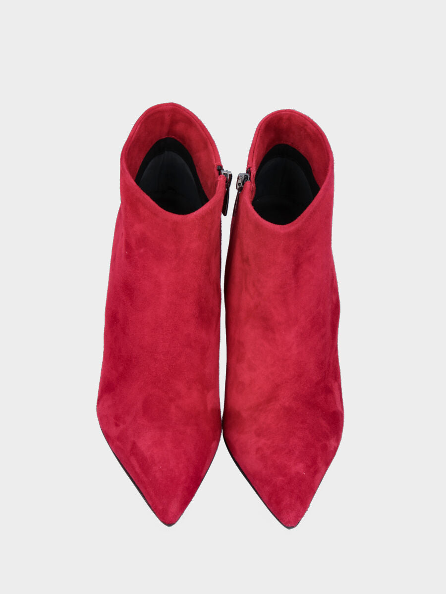 Roter Stiefelette aus Wildleder mit schrägem Schnitt
