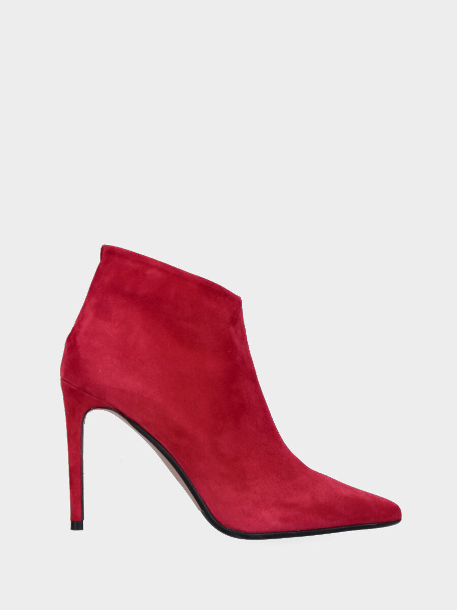 Roter Stiefelette aus Wildleder mit schrägem Schnitt