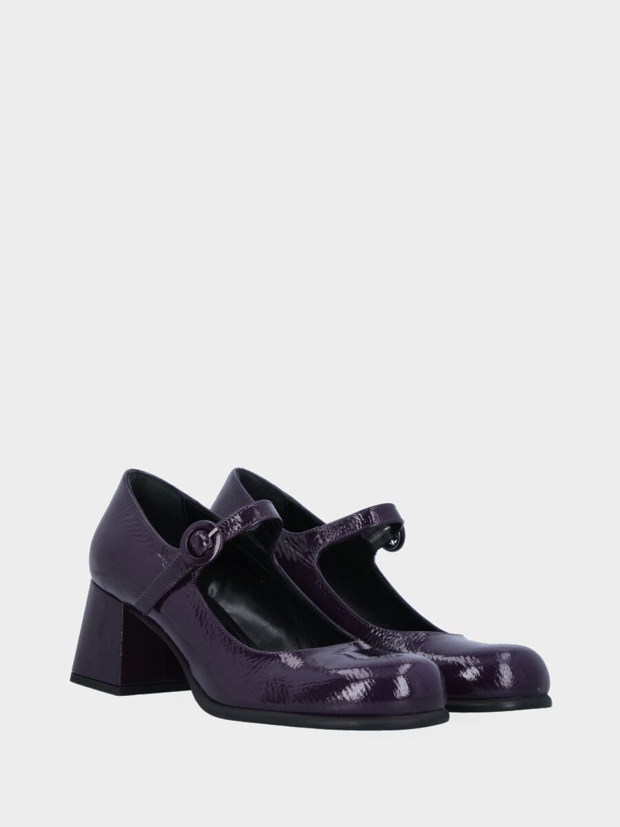 Décolleté viola in naplak con cinturino