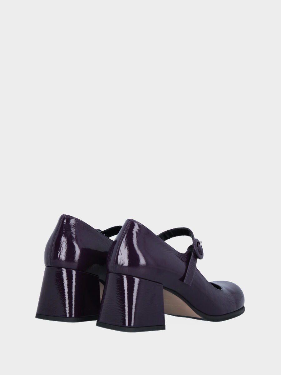 Décolleté viola in naplak con cinturino