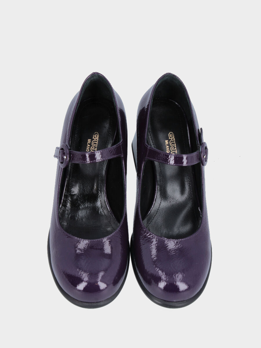 Décolleté viola in naplak con cinturino