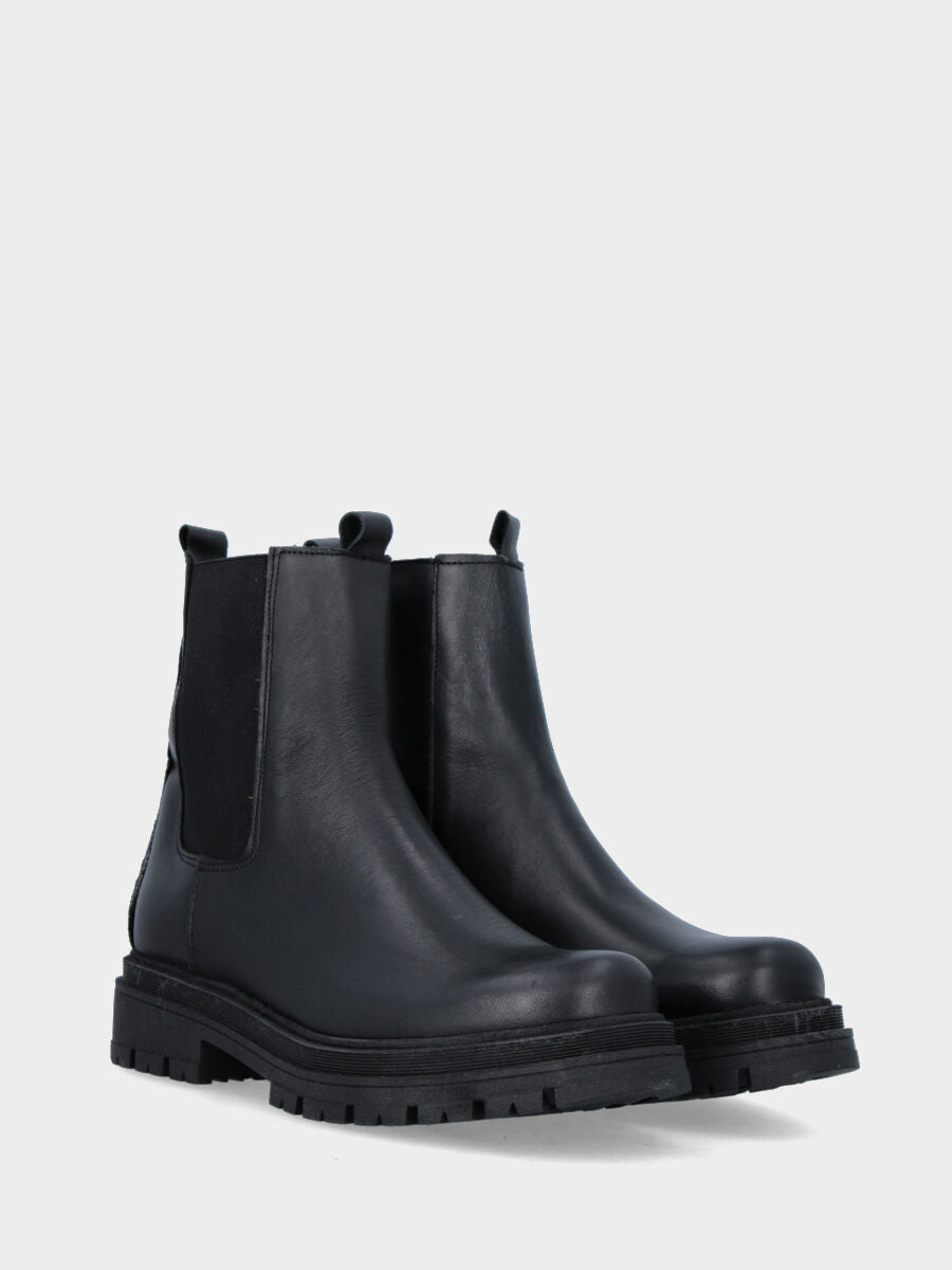 beatles combat tacco 30mm, punta tonda, con cerniera ed elastico sul gambaletto, suola gomma