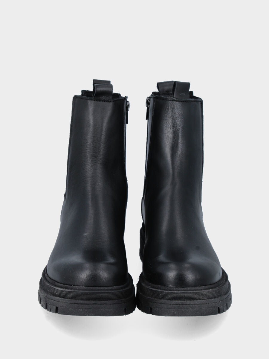 beatles combat tacco 30mm, punta tonda, con cerniera ed elastico sul gambaletto, suola gomma