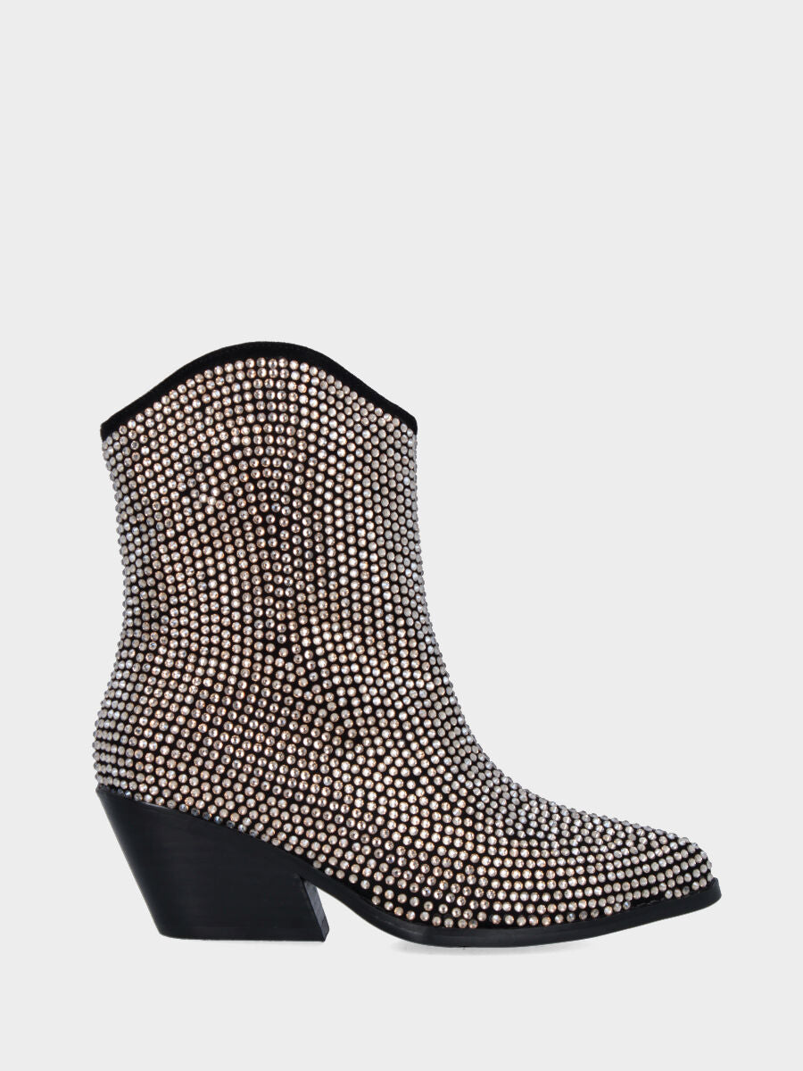 Campero silberner Lederslipper mit Strasssteinbesatz