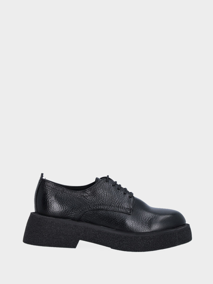 Stringata noire en cuir de veau bottalato