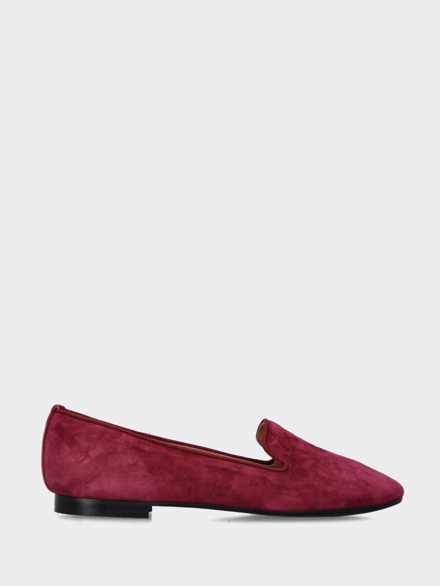 Pantofolina in camoscio bordeaux con tacco flat