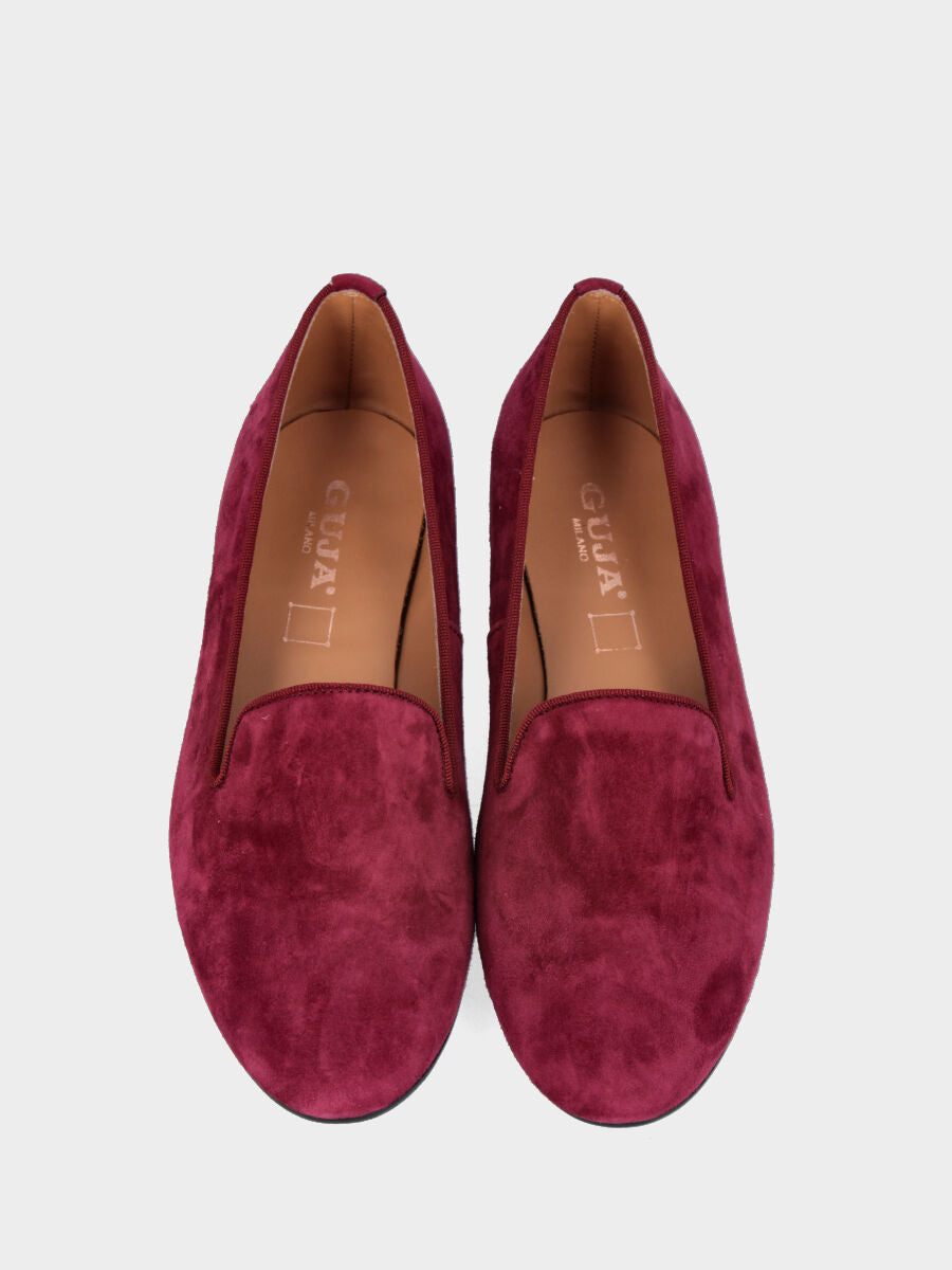 Pantofolina in camoscio bordeaux con tacco flat