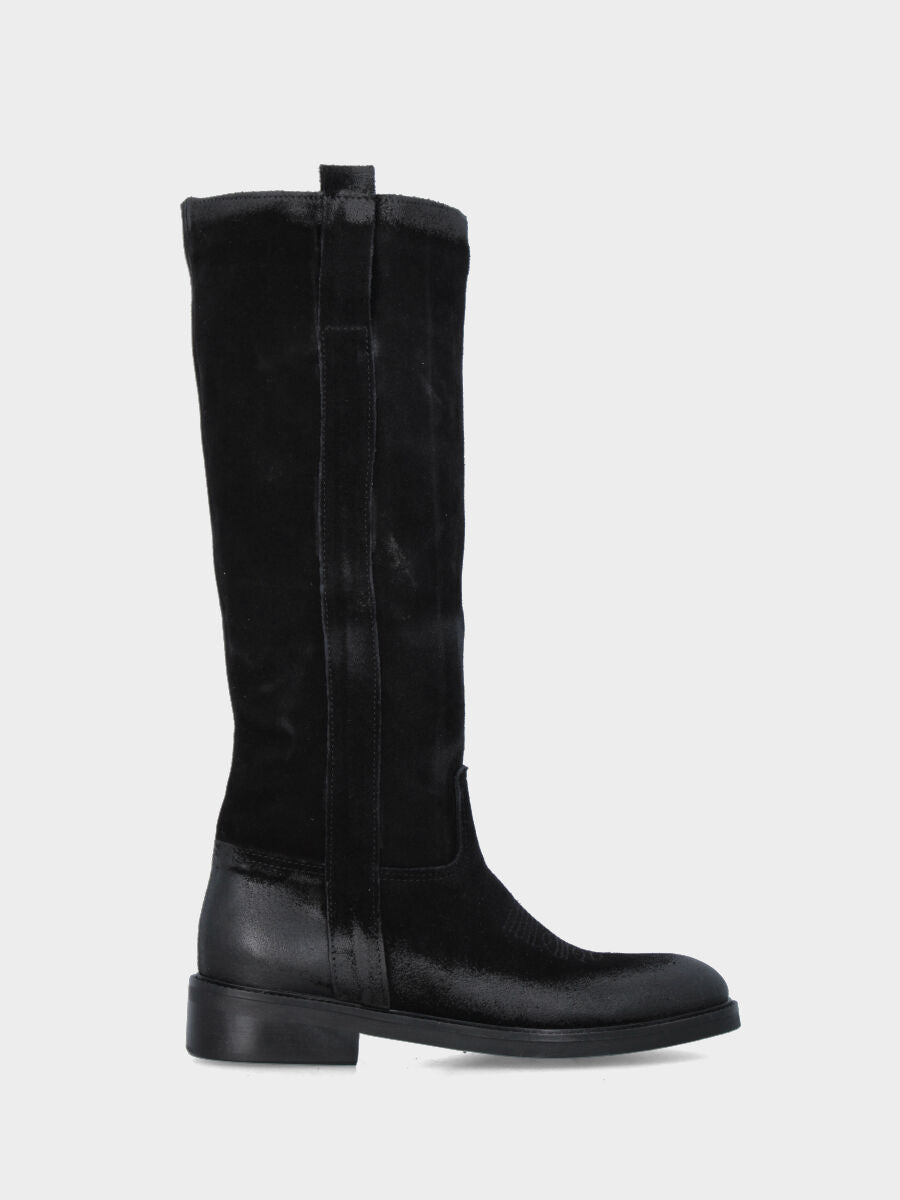 Camperos in velour nero con ricami in pianta