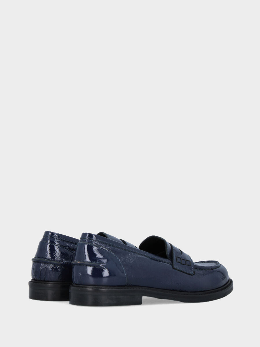 College moccasin in blue naplak and rubber sole