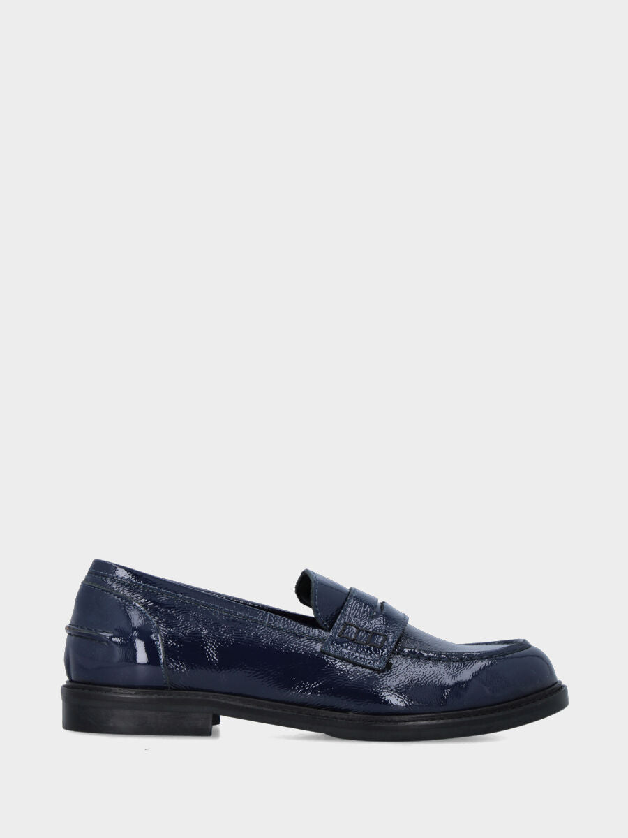 College moccasin in blue naplak and rubber sole