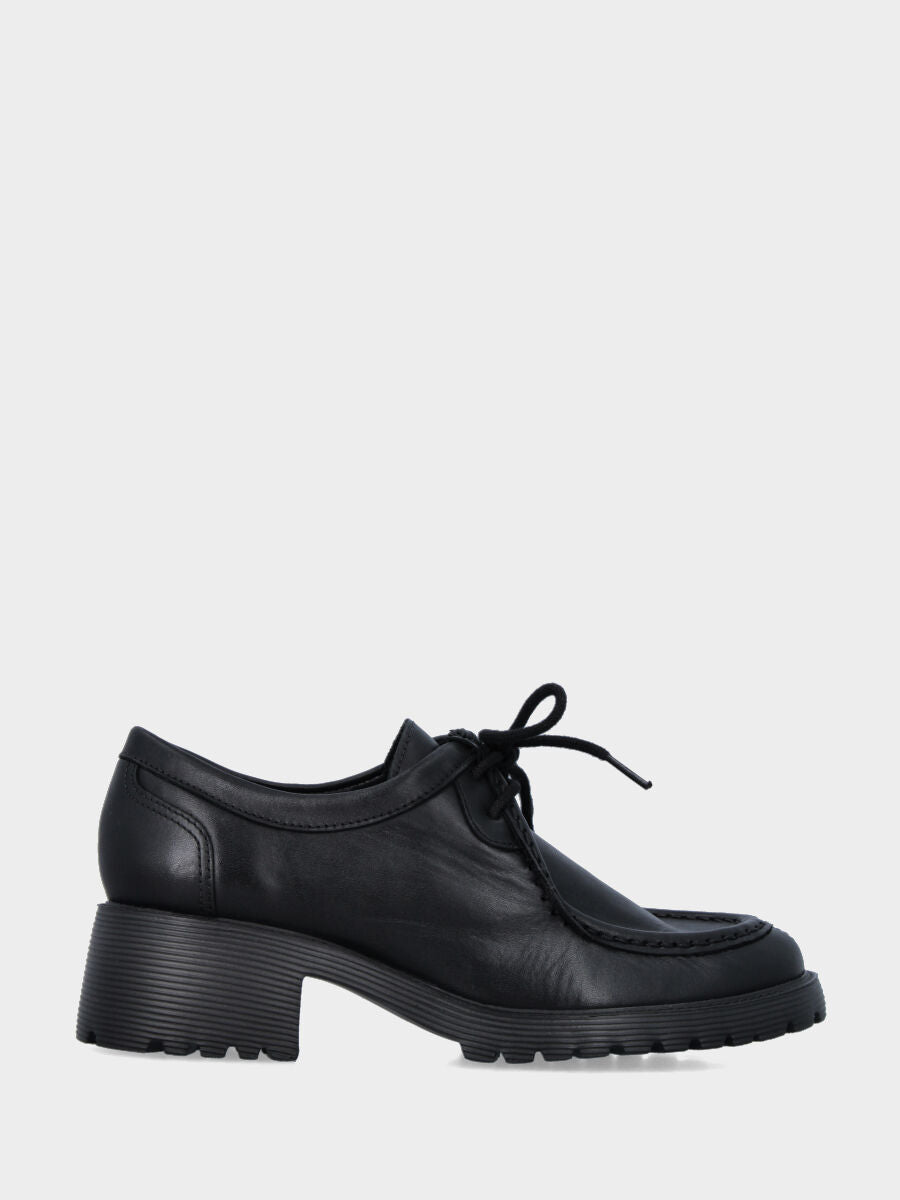 Paraboot brogue in black calfskin with monoblock heel
