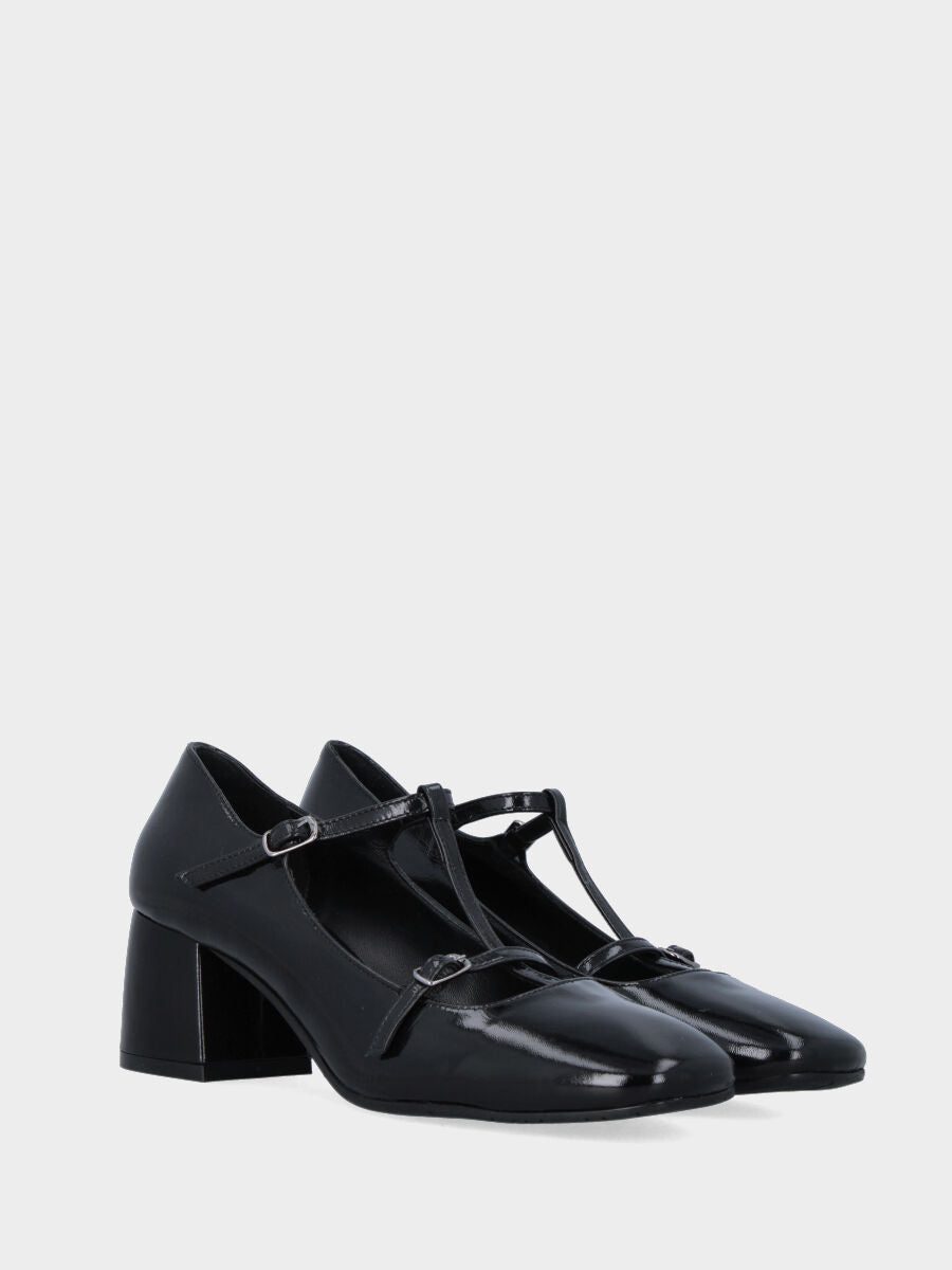 Charleston in verlux nero con cinturini e aperto ai lati