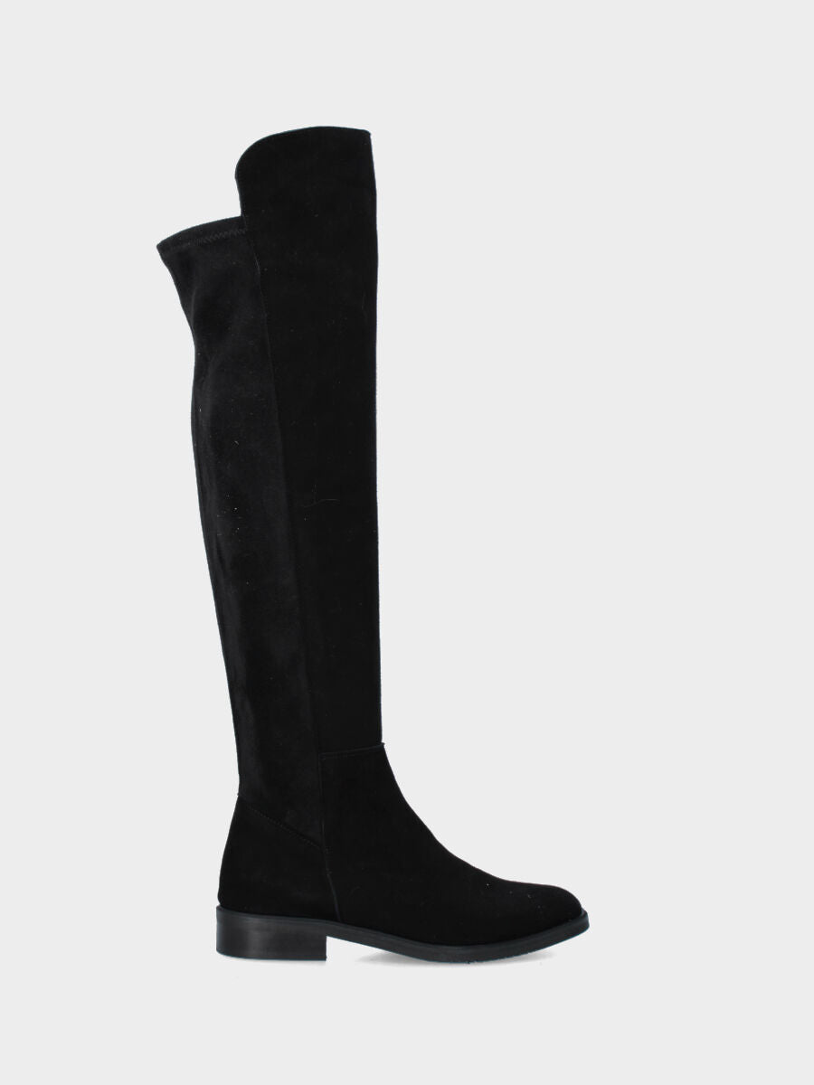 Stivale in camoscio nero con gambale elasticizzato
