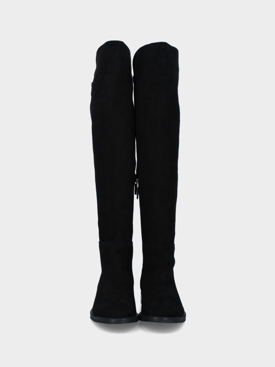 Stivale in camoscio nero con gambale elasticizzato