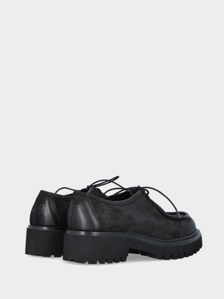 Paraboot string boots in black nubuck with extra light rubber sole