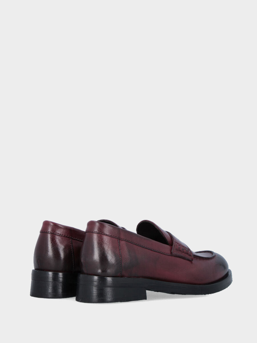 Mocassino in cavallo bordeaux con tacco 30 mm
