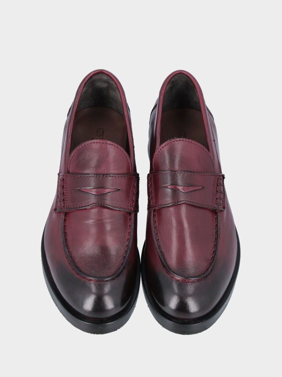 Mocassino in cavallo bordeaux con tacco 30 mm