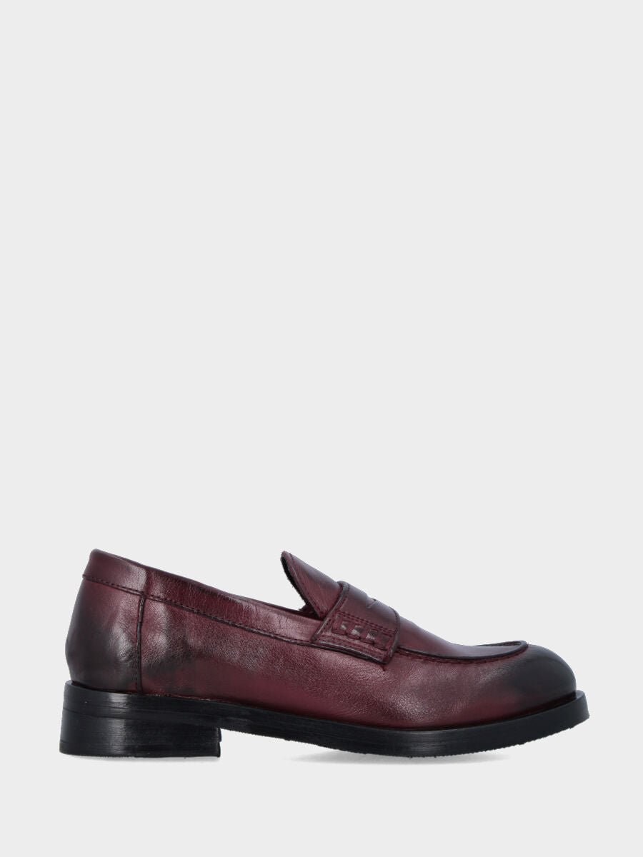 Mocassino in cavallo bordeaux con tacco 30 mm