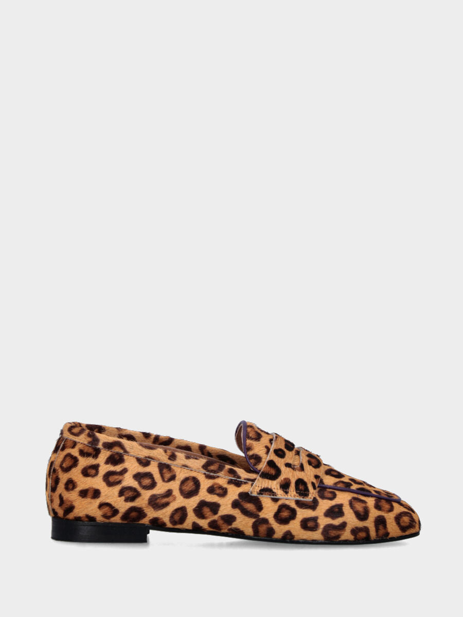 Mocassino in cavallino leopardato con vaschetta profilata cuoio