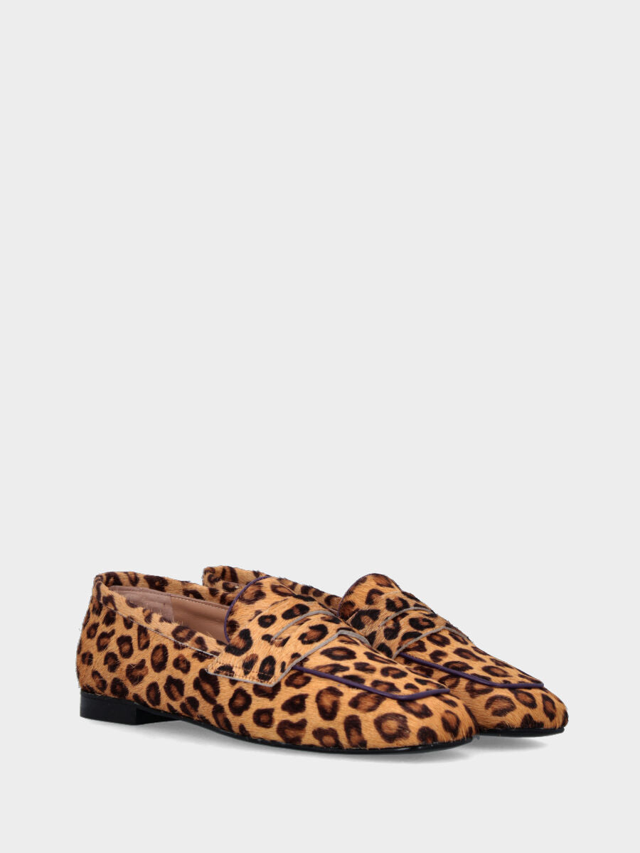 Mocassino in cavallino leopardato con vaschetta profilata cuoio