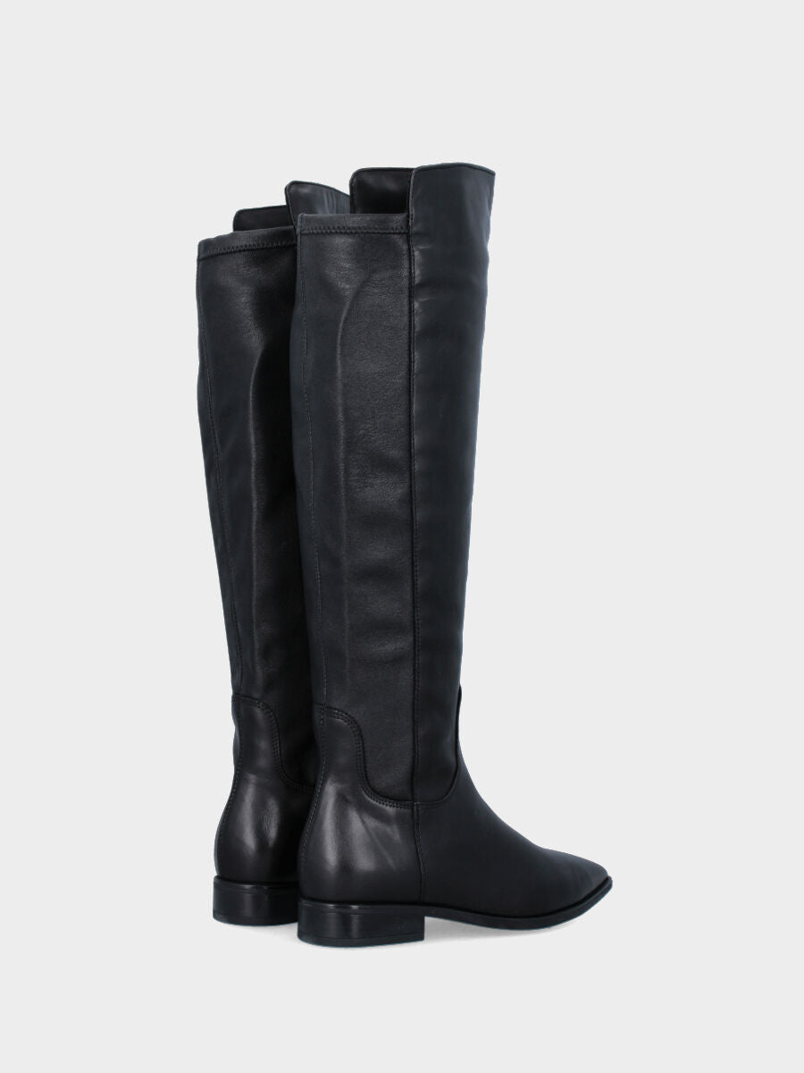 Botte en nappa noire avec arrière de tige en cuir synthétique élastique