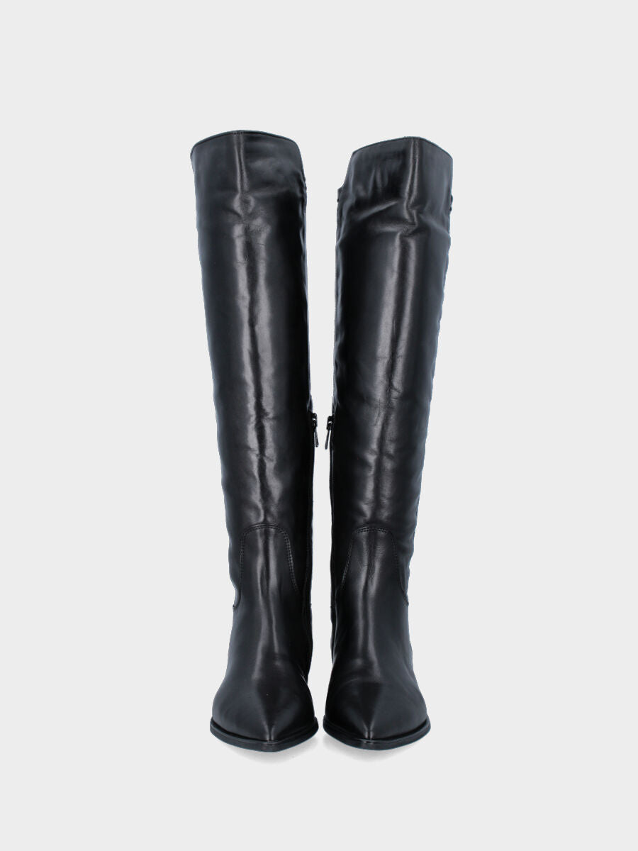 Botte en nappa noire avec arrière de tige en cuir synthétique élastique
