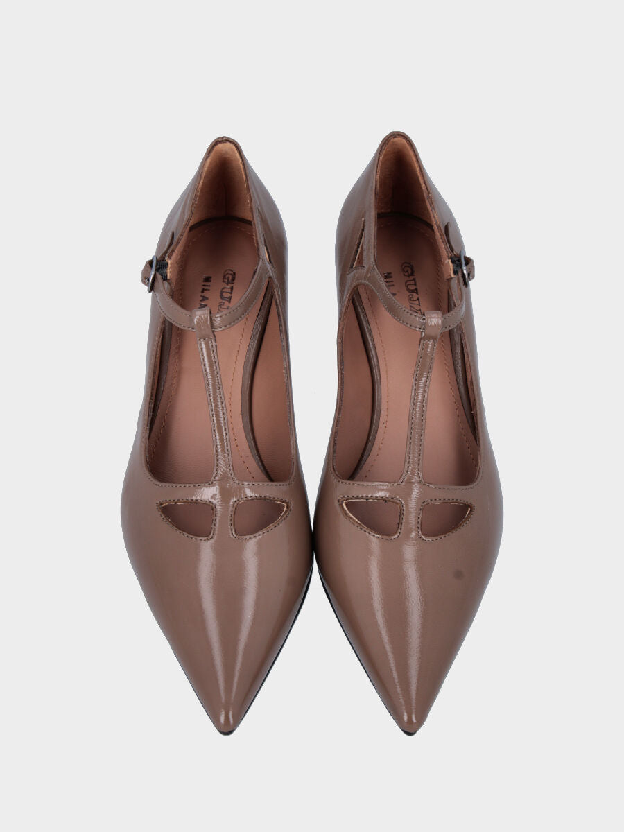 Charleston in verlux nude con listino sul collo del piede