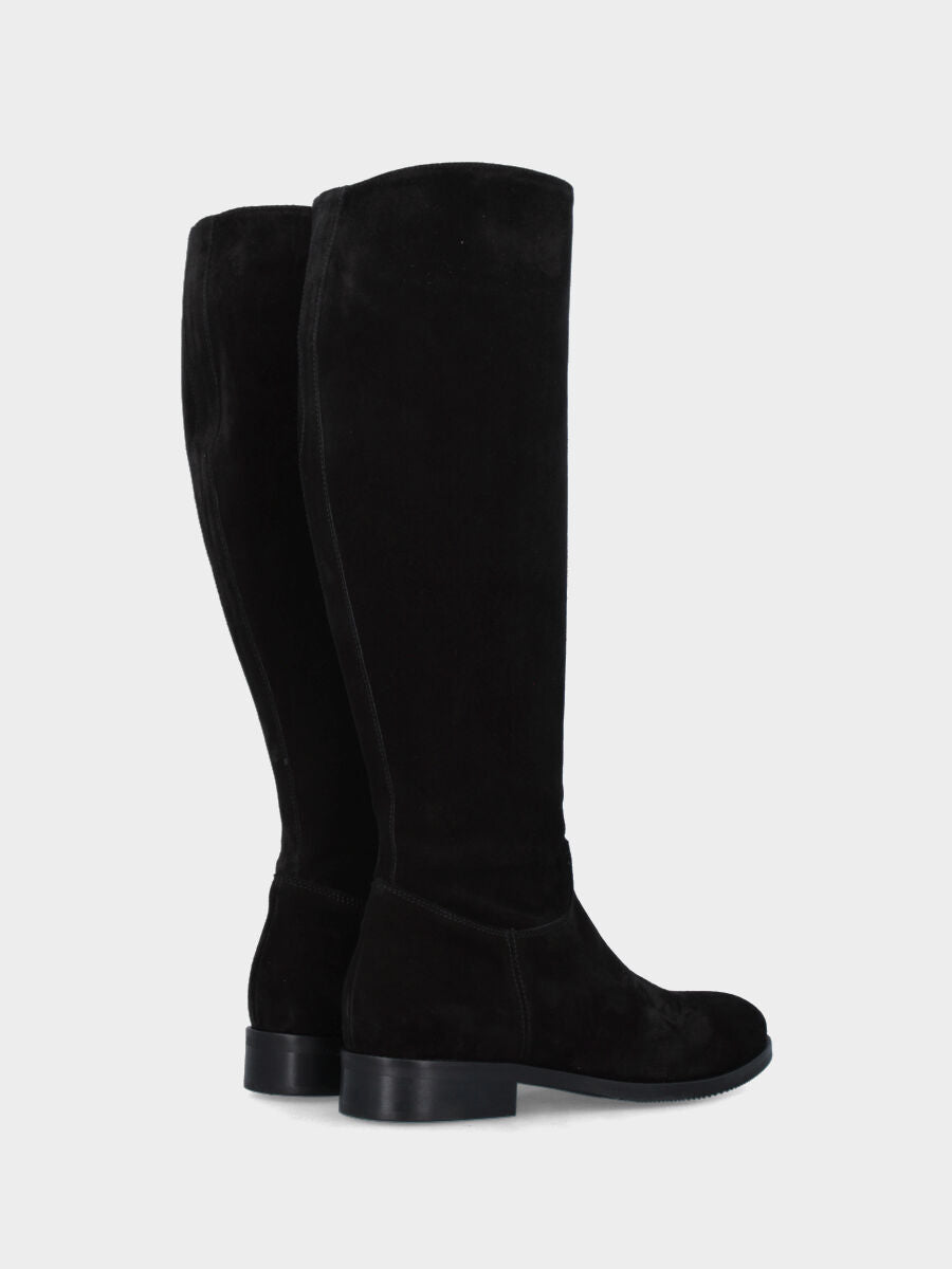 Schwarzer Wildlederstiefel mit seitlichem Reißverschluss und Gummisohle