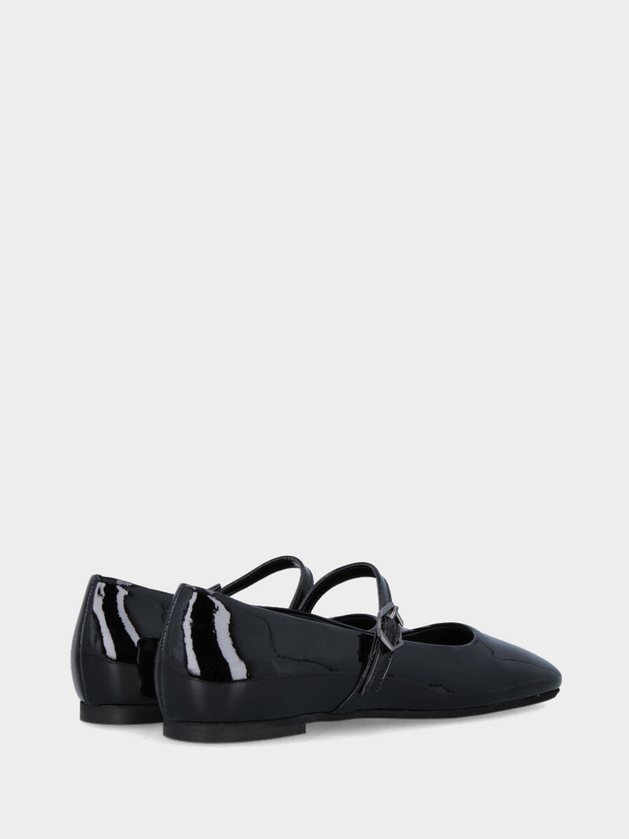 Ballerina Mary Jane in vernice nera e cinturino