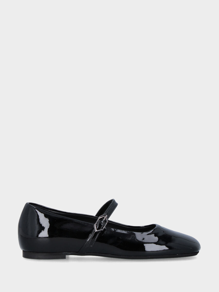 Ballerina Mary Jane in vernice nera e cinturino
