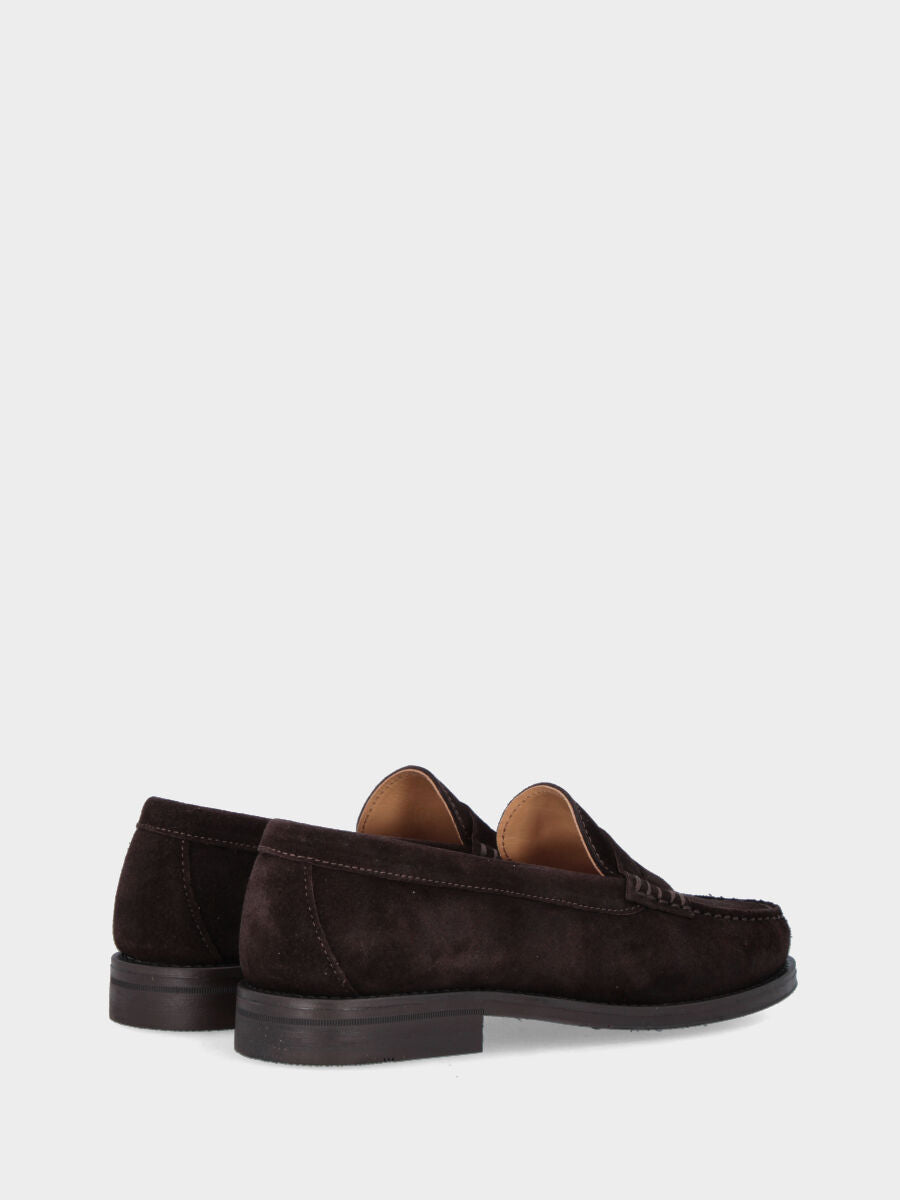 Mocassino college in camoscio testa di moro con mascherina a bocca di leone