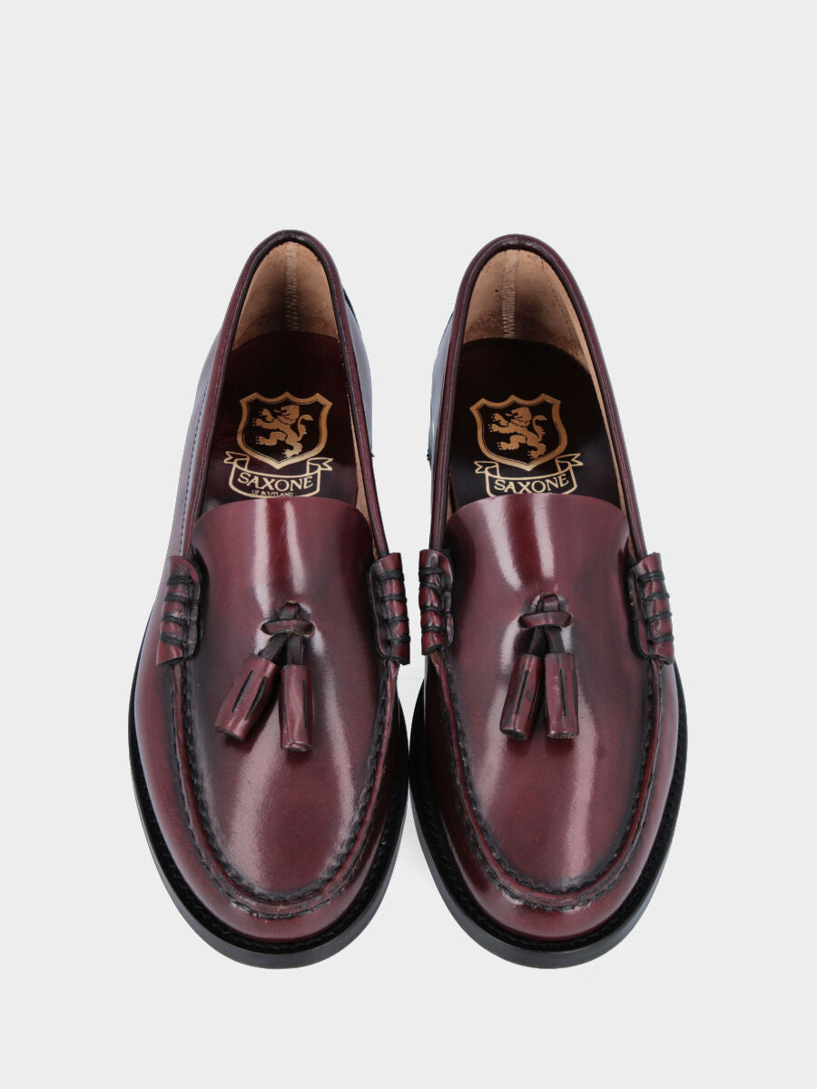 Mocassino college in vitello abrasivato bordeaux con nappine