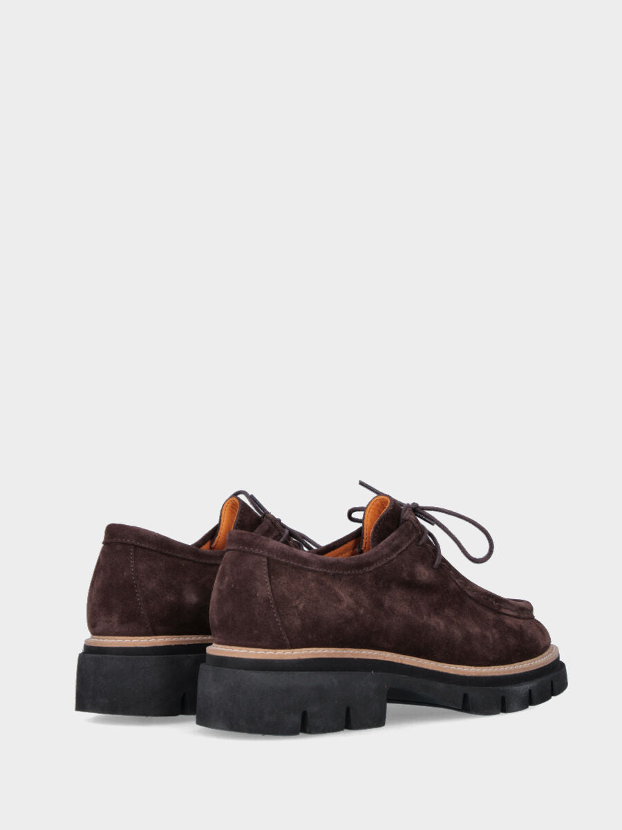 Stringata paraboot in camoscio testa di moro con gomma microporosa