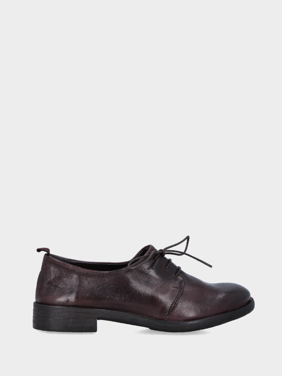 Derby in vitello marrone invecchiato con tacco 20 mm