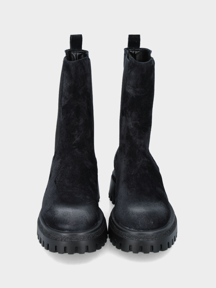 Bottes Beatles en suède bleu avec plateforme carrarmato
