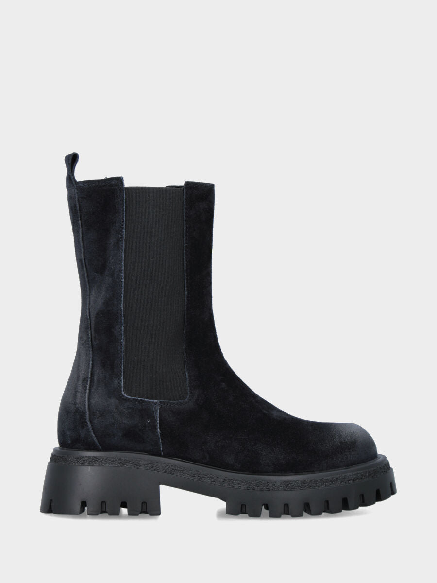 Bottes Beatles en suède bleu avec plateforme carrarmato