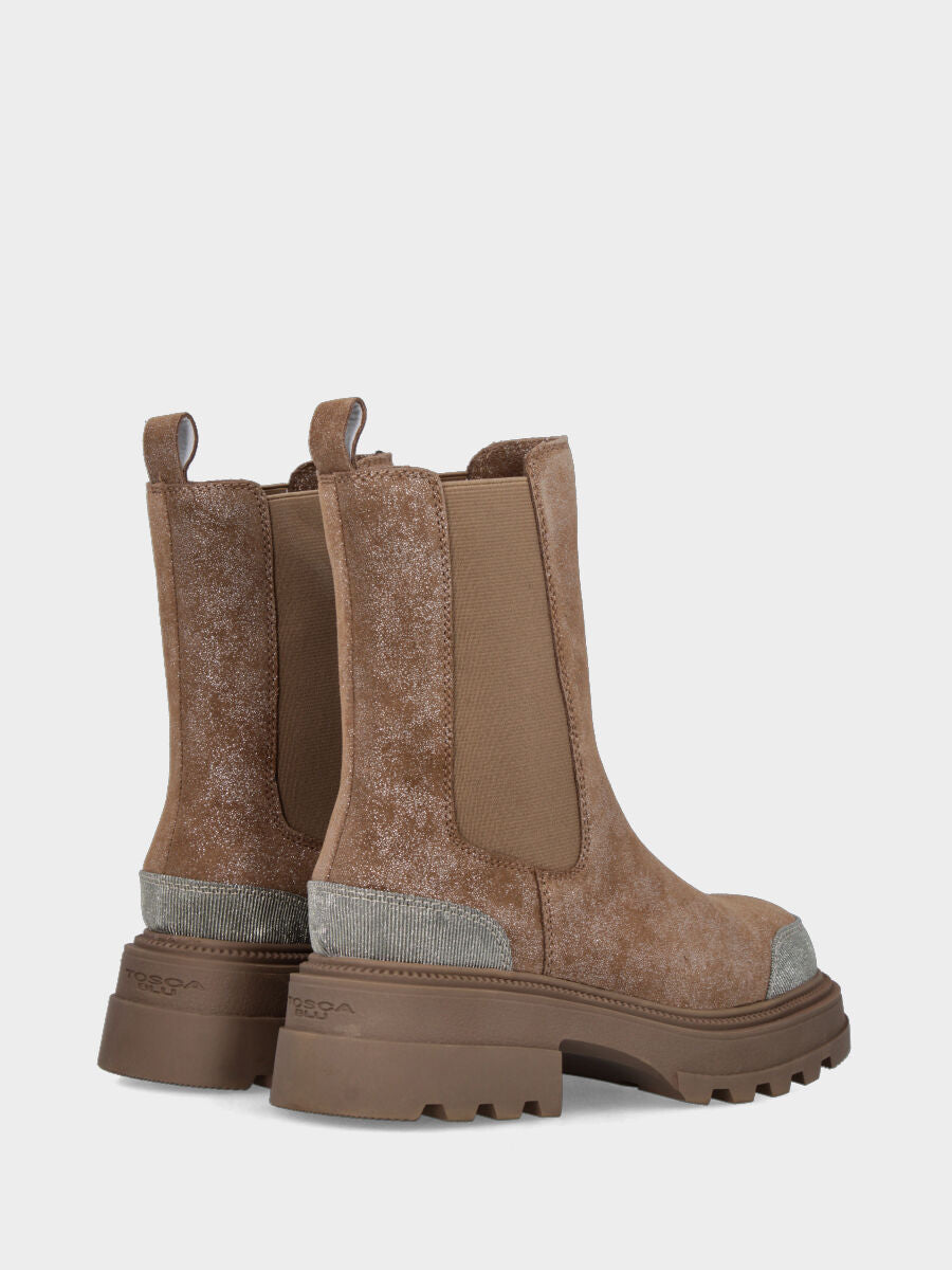 Beatles in crosta beige con dettagli argentati su punta e tallone