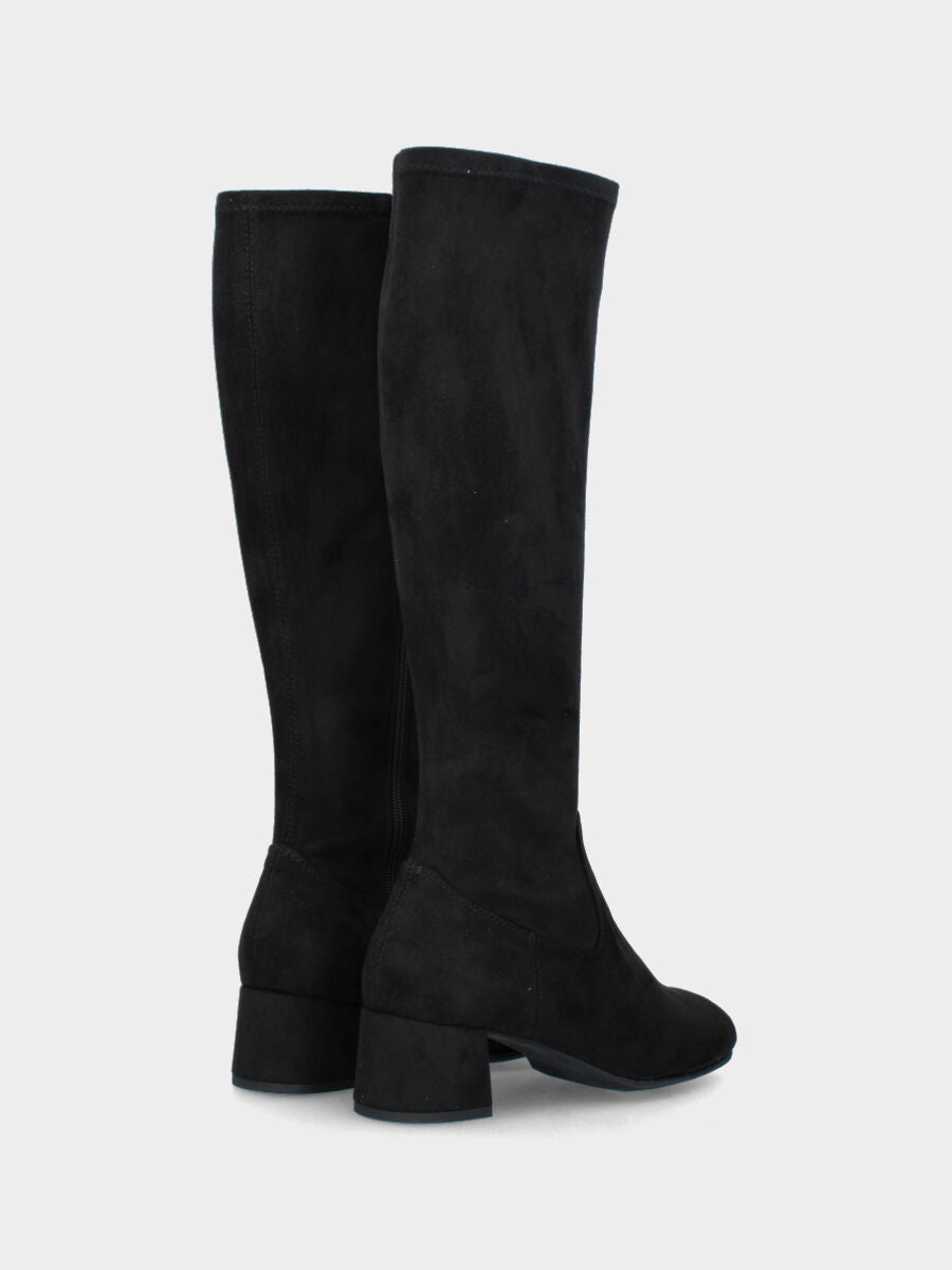 Stivale in velour nero con gambale elasticizzato