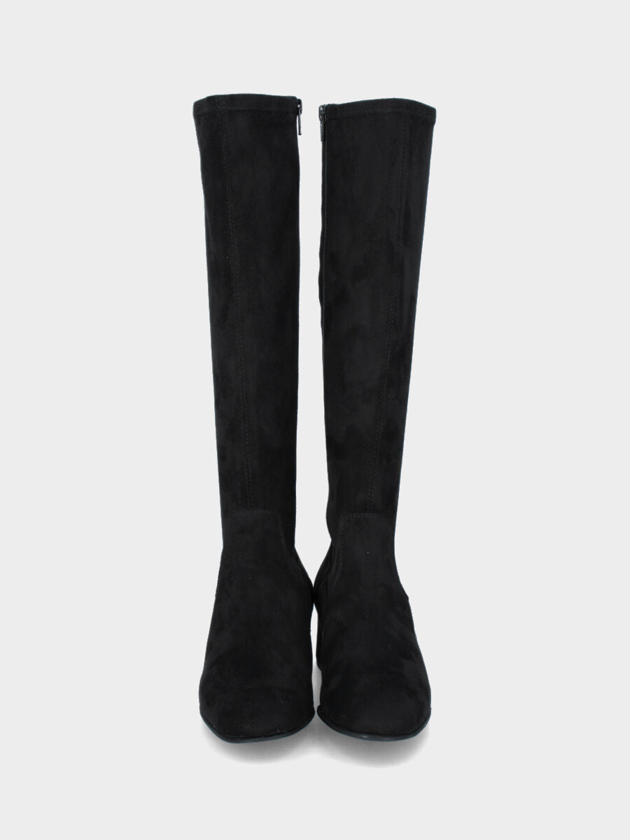 Stivale in velour nero con gambale elasticizzato