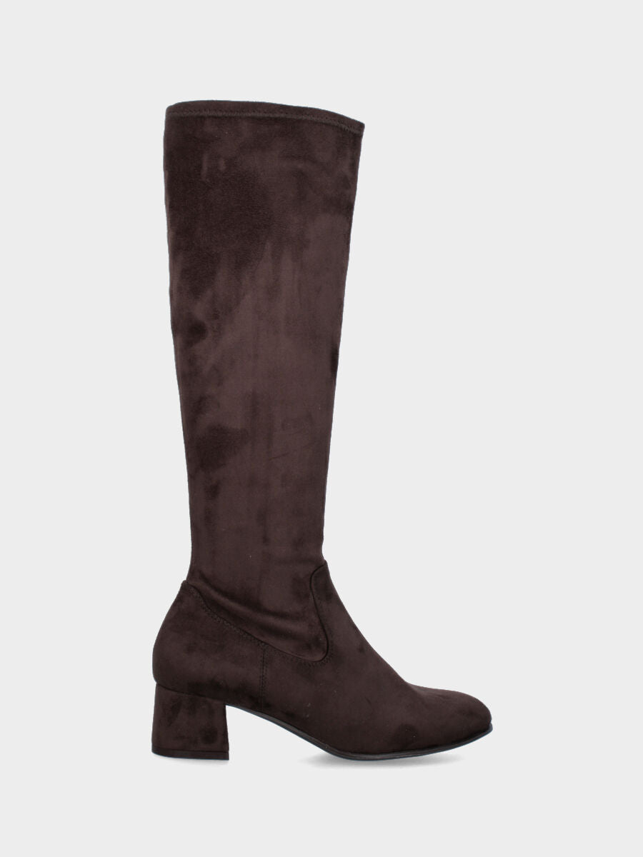 Stivale in velour testa di moro con gambale elasticizzato