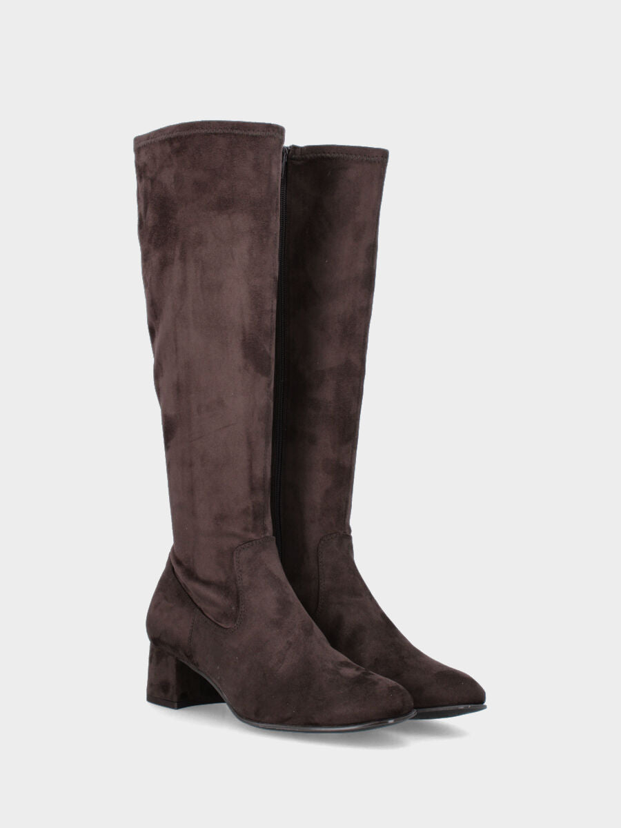 Stivale in velour testa di moro con gambale elasticizzato