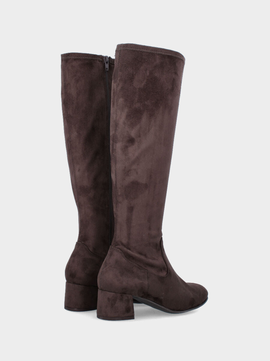 Stivale in velour testa di moro con gambale elasticizzato