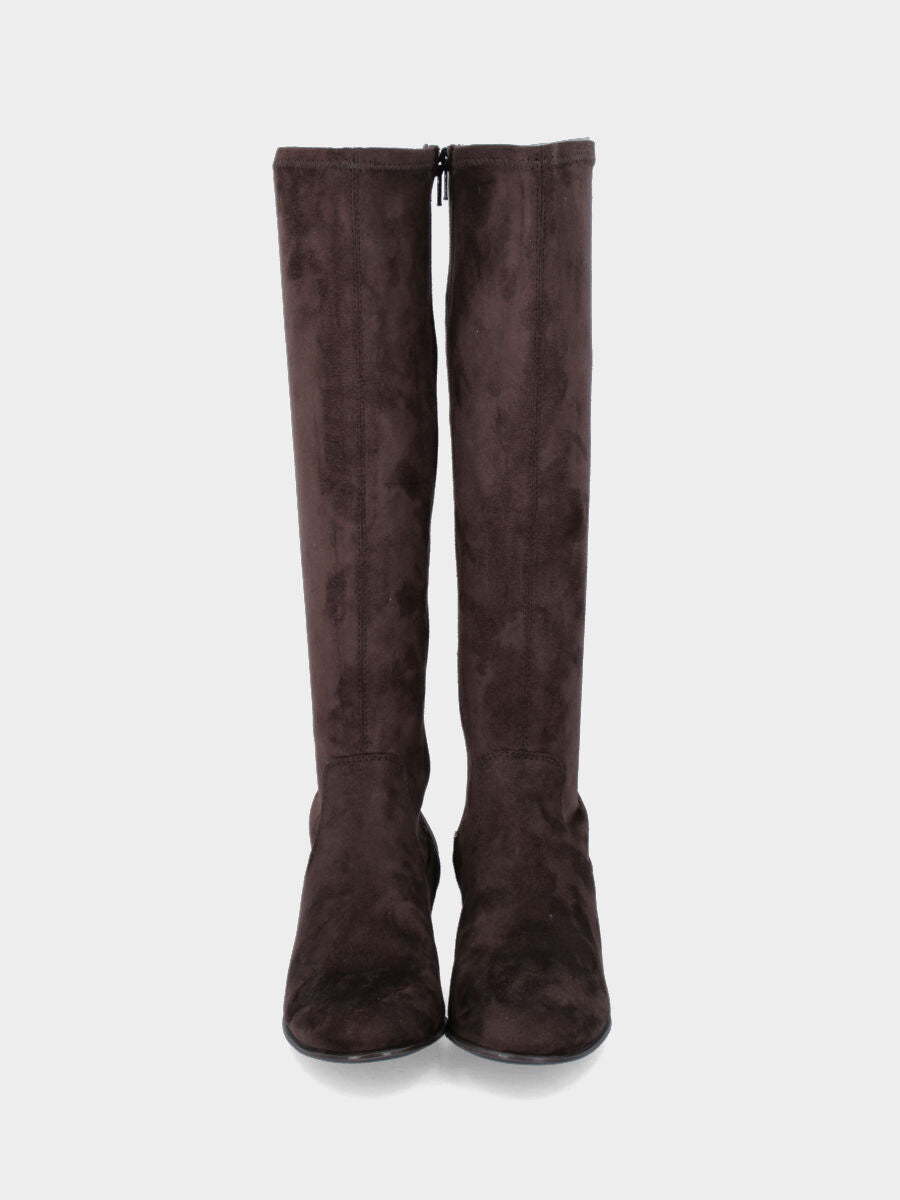 Stivale in velour testa di moro con gambale elasticizzato