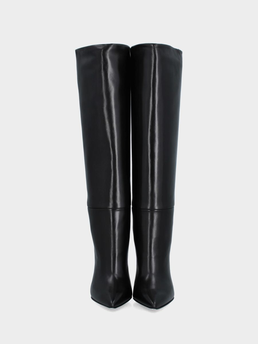 Stivale a tubo in nappa nero con tacco stiletto 110mm
