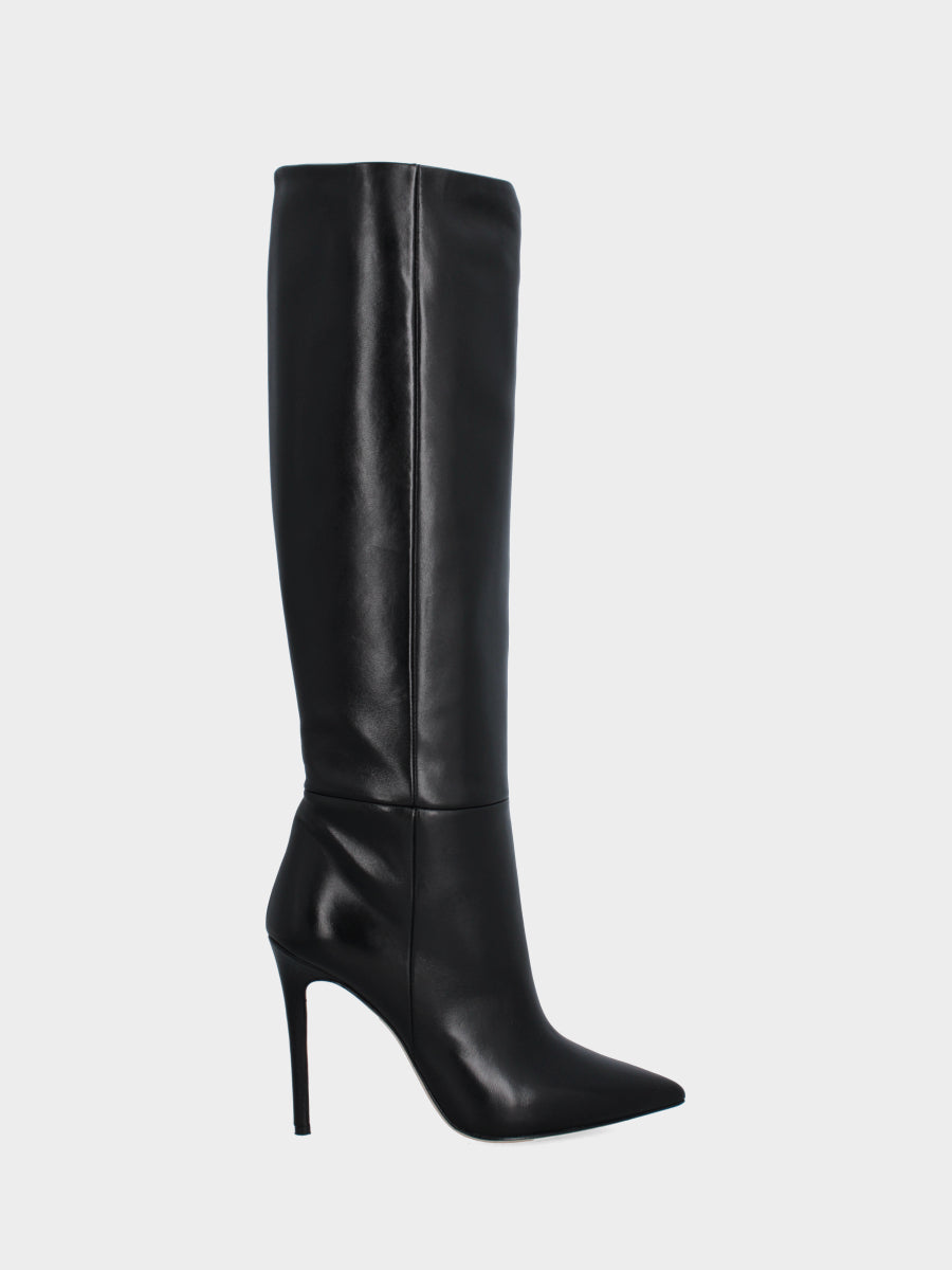 Stivale a tubo in nappa nero con tacco stiletto 110mm