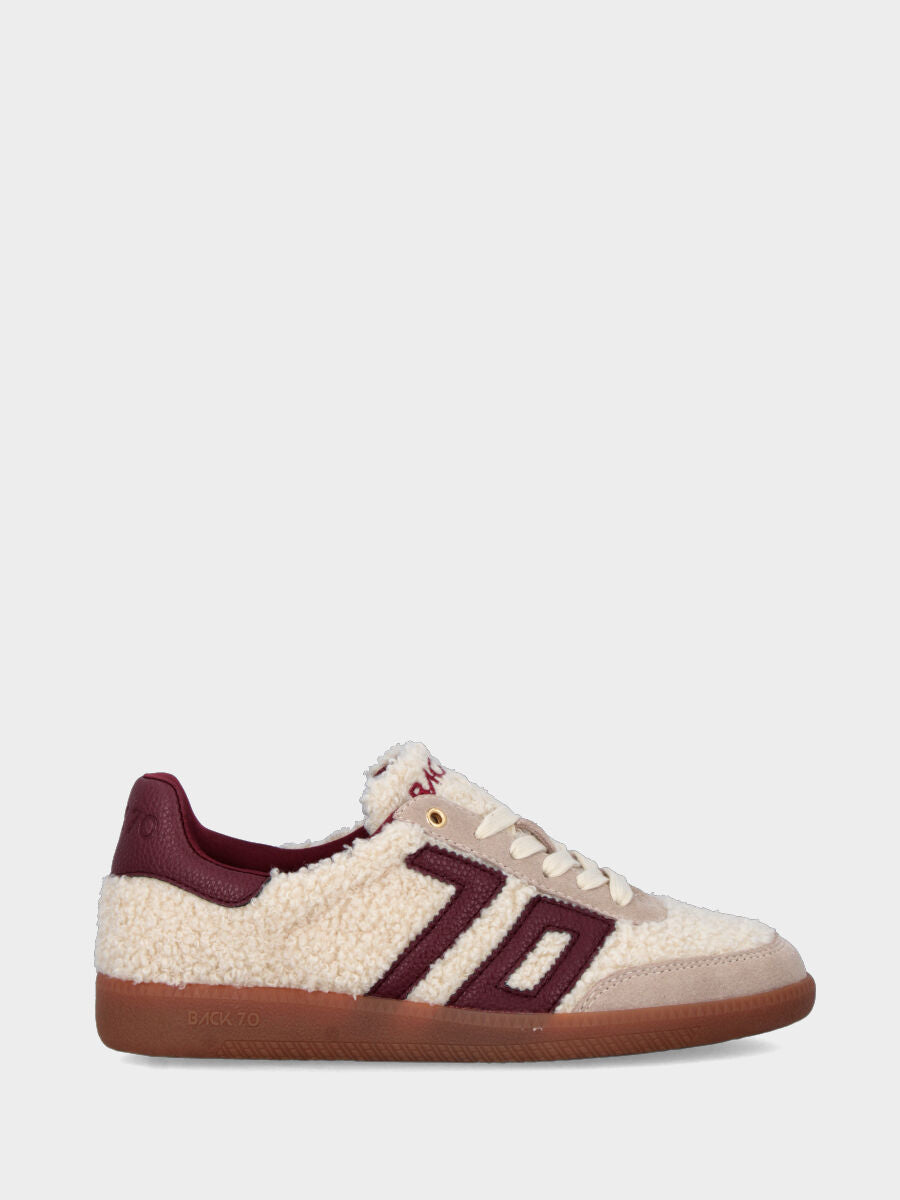 Sneaker in tessuto bouclé beige con suola in gomma